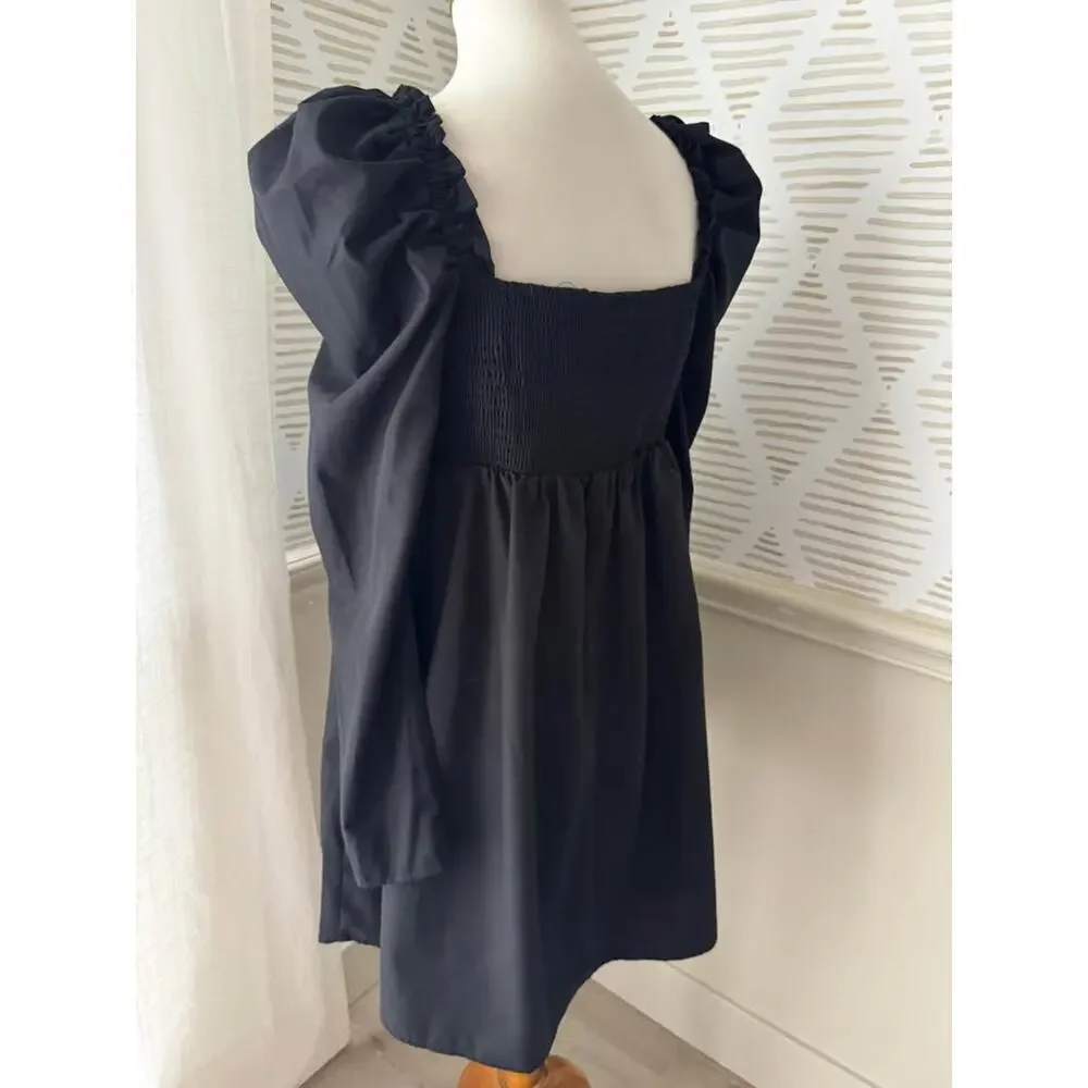 Entro Women’s Large Wire Sweetheart Neckline Puff Sleeve Mini Dress